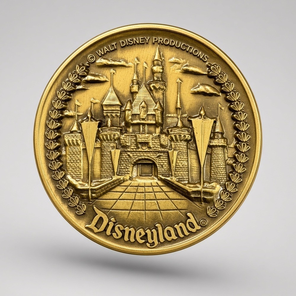 Vintage Disneyland Walt Disney Productions Souvenir Coin Sleeping Beauty Castle